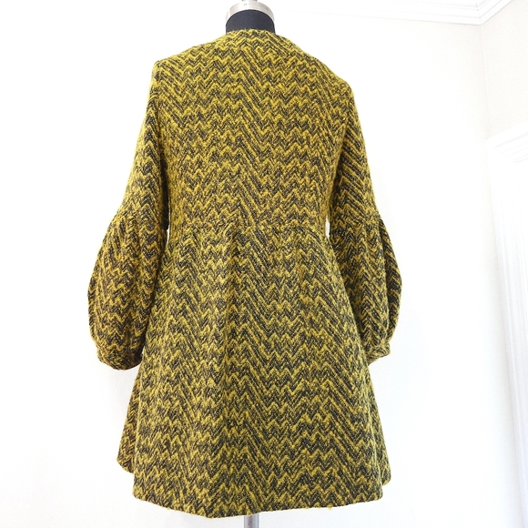 Marni Chevron Chartreuse Wool Puff Sleeve Jacket Coat - Picture 15 of 16